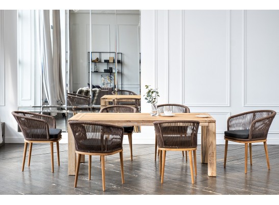 "Мадейра" обеденная группа на 6 персон, стулья "Марсель", роуп коричневый в Набережных Челнах