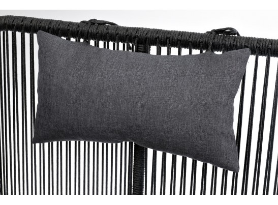 "Мадрид" кресло плетеное из роупа, каркас алюминий темно-серый (RAL7024) муар, роуп темно-серый круглый, ткань темно-серая 027 в Набережных Челнах