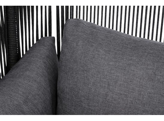 "Мадрид" кресло плетеное из роупа, каркас алюминий темно-серый (RAL7024) муар, роуп темно-серый круглый, ткань темно-серая 027 в Набережных Челнах