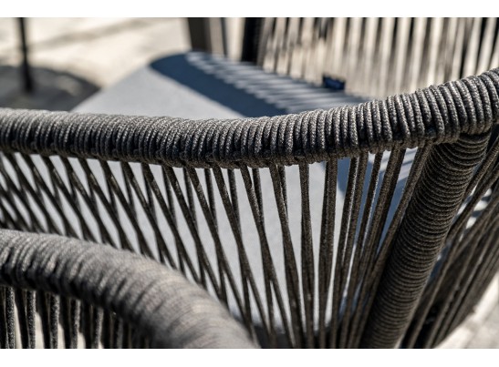 "Малага" обеденная группа на 6 персон со стульями "Марсель", каркас темно-серый, роуп темно-серый в Набережных Челнах