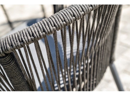 "Малага" обеденная группа на 6 персон со стульями "Марсель", каркас темно-серый, роуп темно-серый в Набережных Челнах