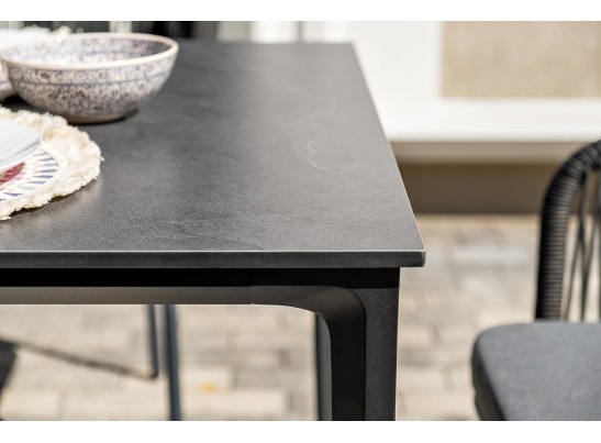 "Малага" обеденная группа на 6 персон со стульями "Марсель", каркас темно-серый, роуп темно-серый в Набережных Челнах