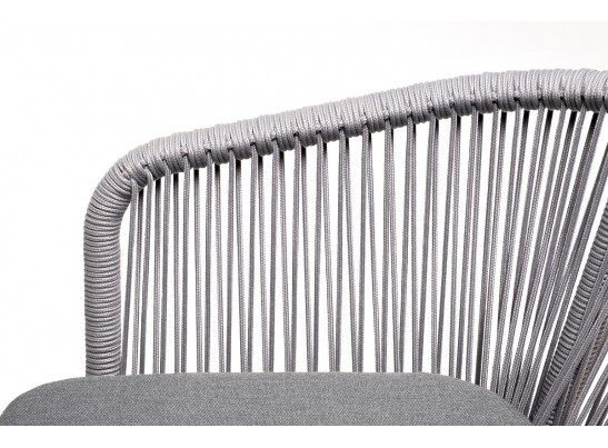 "Малага" обеденная группа на 6 персон со стульями "Марсель", каркас белый, роуп светло-серый в Набережных Челнах