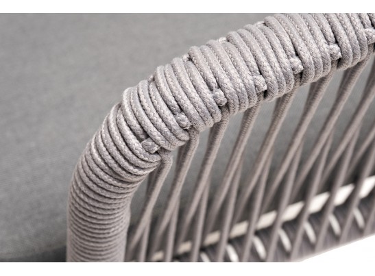 "Малага" обеденная группа на 6 персон со стульями "Марсель", каркас белый, роуп светло-серый в Набережных Челнах