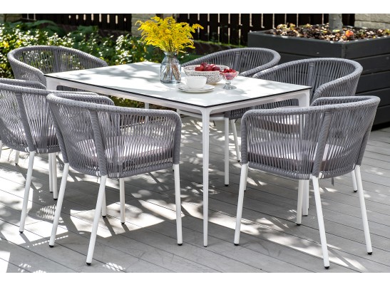 "Малага" обеденный стол из HPL 140х80см, цвет молочный, каркас белый в Набережных Челнах