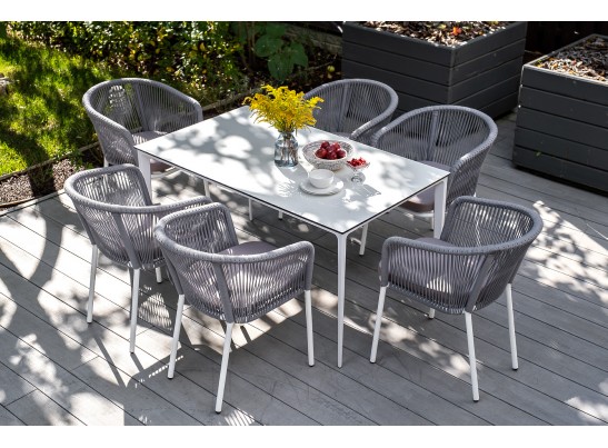 "Малага" обеденный стол из HPL 140х80см, цвет молочный, каркас белый в Набережных Челнах