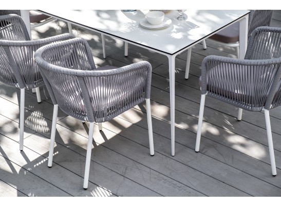 "Малага" обеденный стол из HPL 140х80см, цвет молочный, каркас белый в Набережных Челнах