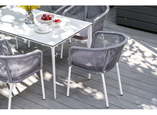 "Малага" обеденный стол из HPL 140х80см, цвет молочный, каркас белый в Набережных Челнах