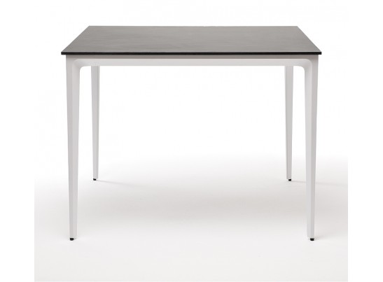 "Малага" обеденный стол из HPL 90х90см, цвет "серый гранит", каркас белый в Набережных Челнах