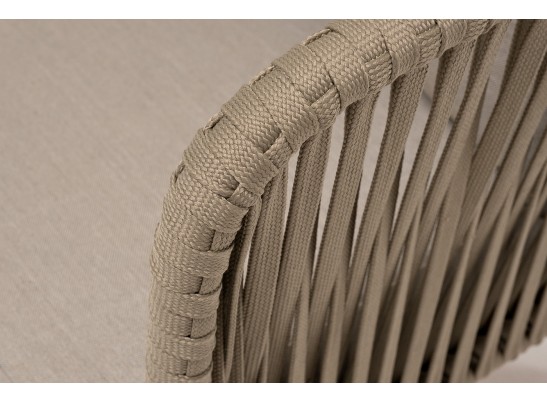 "Мальорка" диван 3-местный плетеный из роупа, основание дуб, роуп серо-коричневый 23мм, ткань бежевая 052 в Набережных Челнах