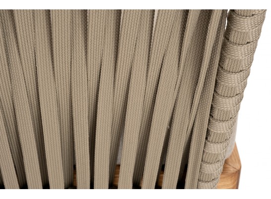 "Мальорка" диван 3-местный плетеный из роупа, основание дуб, роуп серо-коричневый 23мм, ткань бежевая 052 в Набережных Челнах