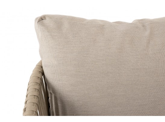 "Мальорка" диван 3-местный плетеный из роупа, основание дуб, роуп серо-коричневый 23мм, ткань бежевая 052 в Набережных Челнах