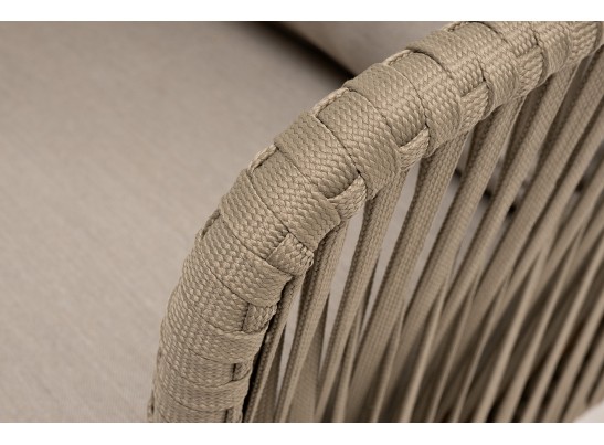 "Мальорка" кресло плетеное из роупа, основание дуб, роуп серо-коричневый 23мм, ткань бежевая 052 в Набережных Челнах