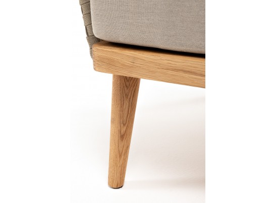 "Мальорка" кресло плетеное из роупа, основание дуб, роуп серо-коричневый 23мм, ткань бежевая 052 в Набережных Челнах