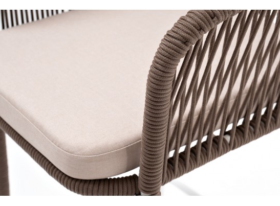 "Марсель" барный стул из роупа, каркас из стали белый, роуп коричневый, ткань бежевая в Набережных Челнах