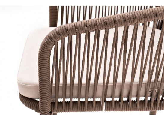 "Марсель" барный стул из роупа, каркас из стали белый, роуп коричневый, ткань бежевая в Набережных Челнах