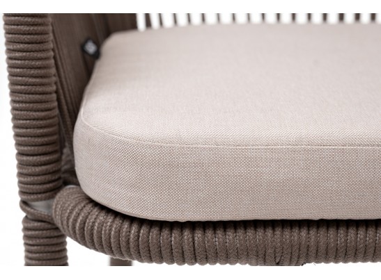 "Марсель" барный стул из роупа, каркас из стали белый, роуп коричневый, ткань бежевая в Набережных Челнах