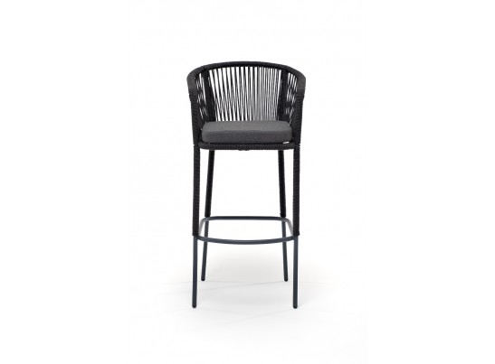 "Марсель" барный стул из роупа, каркас из стали серый, роуп темно-серый, ткань темно-серая в Набережных Челнах