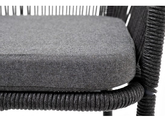 "Марсель" барный стул из роупа, каркас из стали серый, роуп темно-серый, ткань темно-серая в Набережных Челнах