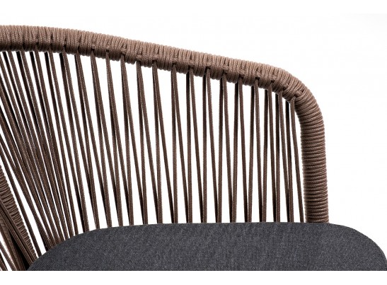 "Марсель" стул плетеный из роупа, каркас алюминий коричневый, роуп коричневый, ткань темно-серая в Набережных Челнах