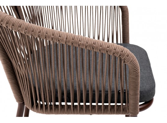 "Марсель" стул плетеный из роупа, каркас алюминий коричневый, роуп коричневый, ткань темно-серая в Набережных Челнах