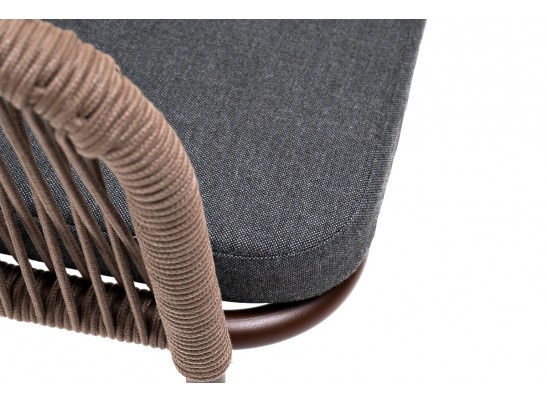 "Марсель" стул плетеный из роупа, каркас алюминий коричневый, роуп коричневый, ткань темно-серая в Набережных Челнах