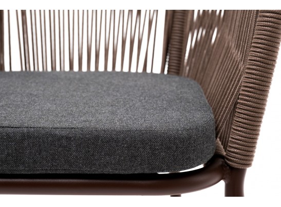"Марсель" стул плетеный из роупа, каркас алюминий коричневый, роуп коричневый, ткань темно-серая в Набережных Челнах