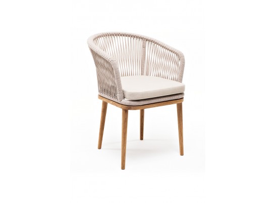 "Марсель" стул плетеный из роупа, основание дуб, роуп бежевый, ткань бежевая в Набережных Челнах