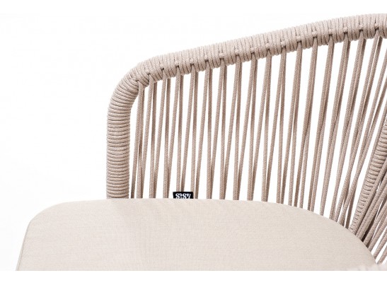 "Марсель" стул плетеный из роупа, основание дуб, роуп бежевый, ткань бежевая в Набережных Челнах