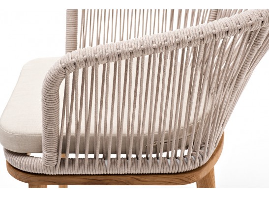 "Марсель" стул плетеный из роупа, основание дуб, роуп бежевый, ткань бежевая в Набережных Челнах