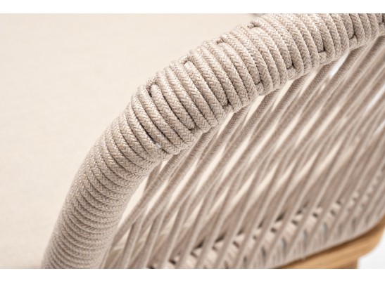 "Марсель" стул плетеный из роупа, основание дуб, роуп бежевый круглый, ткань бежевая 052 в Набережных Челнах