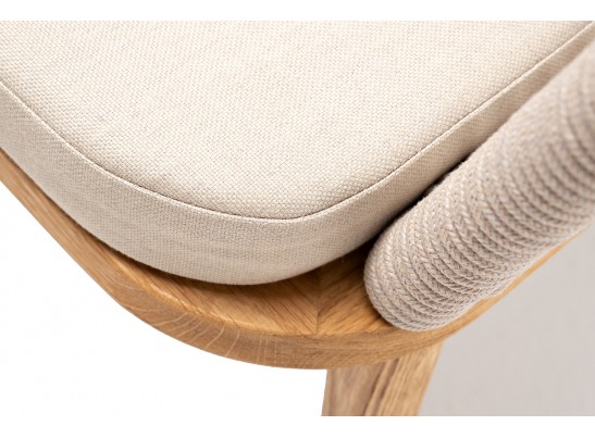 "Марсель" стул плетеный из роупа, основание дуб, роуп бежевый круглый, ткань бежевая 052 в Набережных Челнах