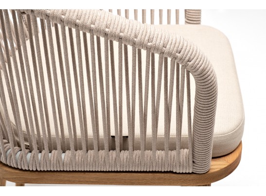 "Марсель" стул плетеный из роупа, основание дуб, роуп бежевый круглый, ткань бежевая 052 в Набережных Челнах