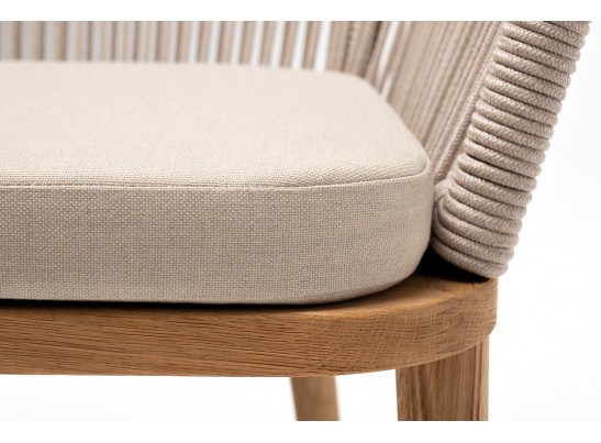 "Марсель" стул плетеный из роупа, основание дуб, роуп бежевый круглый, ткань бежевая 052 в Набережных Челнах