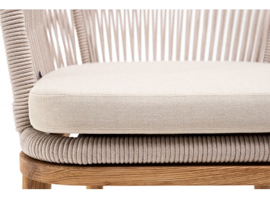 "Марсель" стул плетеный из роупа, основание дуб, роуп бежевый, ткань бежевая в Набережных Челнах