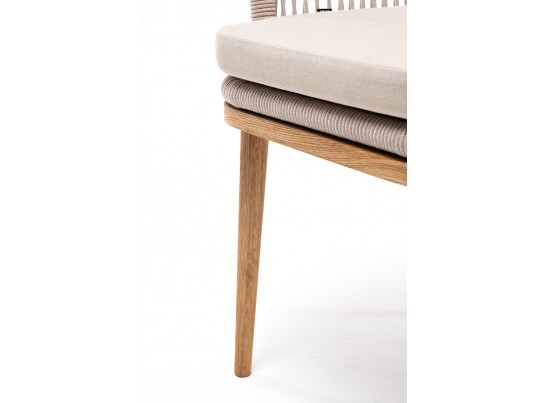 "Марсель" стул плетеный из роупа, основание дуб, роуп бежевый, ткань бежевая в Набережных Челнах