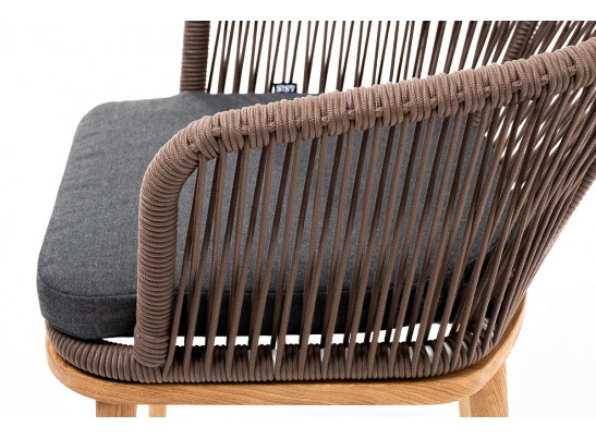 "Марсель" стул плетеный из роупа, основание дуб, роуп коричневый, ткань темно-серая в Набережных Челнах