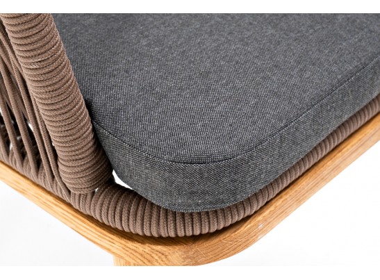 "Марсель" стул плетеный из роупа, основание дуб, роуп коричневый, ткань темно-серая в Набережных Челнах