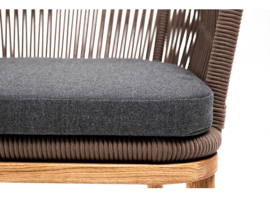 "Марсель" стул плетеный из роупа, основание дуб, роуп коричневый, ткань темно-серая в Набережных Челнах