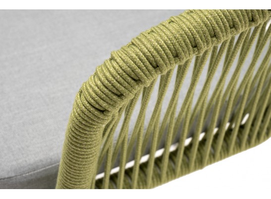 "Марсель" стул плетеный из роупа, каркас алюминий светло-серый (RAL7035) шагрень, роуп салатовый меланж круглый, ткань светло-серая в Набережных Челнах