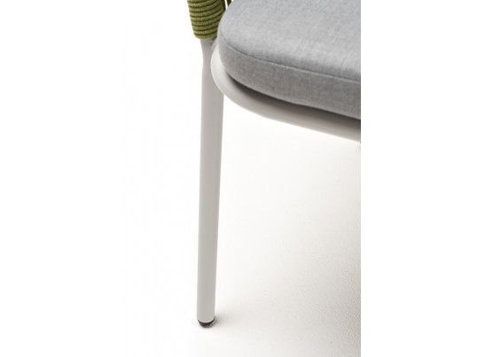 "Марсель" стул плетеный из роупа, каркас алюминий светло-серый (RAL7035) шагрень, роуп салатовый меланж круглый, ткань светло-серая в Набережных Челнах