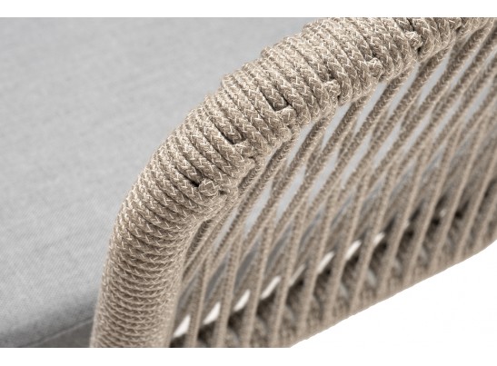 "Марсель" стул плетеный из роупа, каркас алюминий светло-серый (RAL7035) муар, роуп серый меланж круглый, ткань светло-серая в Набережных Челнах