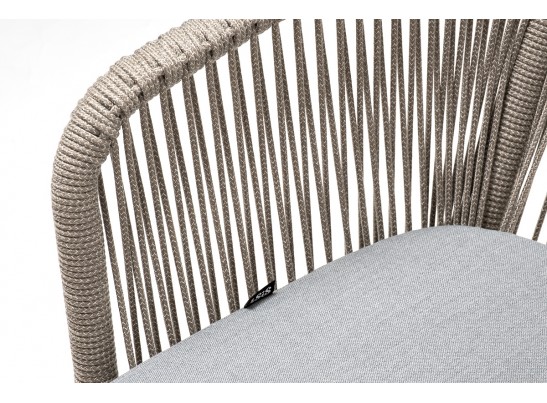 "Марсель" стул плетеный из роупа, каркас алюминий светло-серый (RAL7035) муар, роуп серый меланж круглый, ткань светло-серая в Набережных Челнах