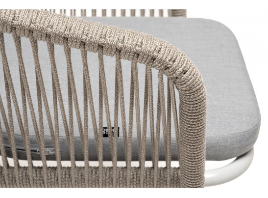 "Марсель" стул плетеный из роупа, каркас алюминий светло-серый (RAL7035) муар, роуп серый меланж круглый, ткань светло-серая в Набережных Челнах