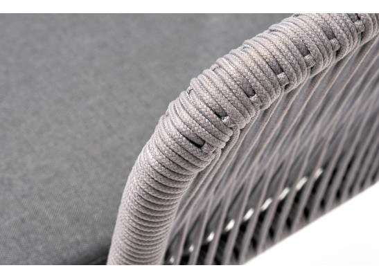 "Марсель" стул плетеный из роупа, каркас алюминий темно-серый (RAL7024) муар, роуп светло-серый круглый, ткань светло-серая в Набережных Челнах