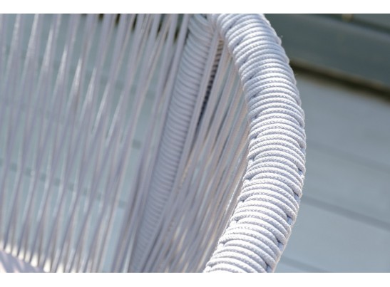 "Марсель" стул плетеный из роупа, каркас алюминий темно-серый (RAL7024) муар, роуп светло-серый круглый, ткань светло-серая в Набережных Челнах