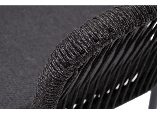 "Марсель" стул плетеный из роупа, каркас алюминий темно-серый (RAL7024) муар, роуп темно-серый круглый, ткань темно-серая 027 в Набережных Челнах