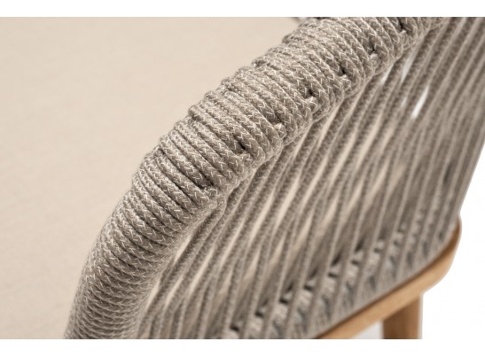 "Марсель" стул плетеный из роупа, основание дуб, роуп серый меланж круглый, ткань бежевая 052 в Набережных Челнах