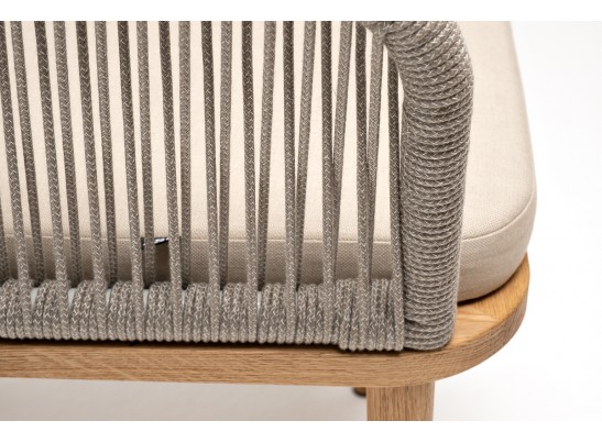 "Марсель" стул плетеный из роупа, основание дуб, роуп серый меланж круглый, ткань бежевая 052 в Набережных Челнах