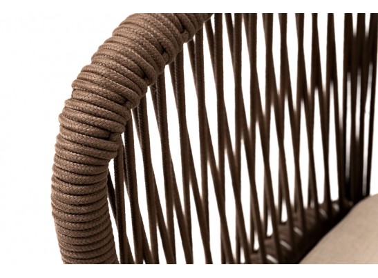 "Марсель" стул плетеный из роупа, основание дуб, роуп коричневый, ткань бежевая в Набережных Челнах